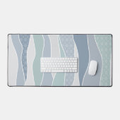 Cool Blue Green Curved Stripes Abstracte golven Bureaumat (Keyboard & Muis)
