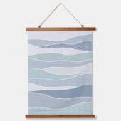 Cool Blue Green Curved Stripes Abstracte golven Hangend Wandkleed (Voorkant)