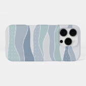 Cool Blue Green Curved Stripes Abstracte golven iPhone Hoesje (Achterkant horizontaal)