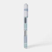 Cool Blue Green Curved Stripes Abstracte golven iPhone Hoesje (Rechterkant)