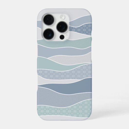Cool Blue Green Curved Stripes Abstracte golven iPhone Hoesje (Achterkant)