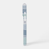 Cool Blue Green Curved Stripes Abstracte golven iPhone Hoesje (Linkerkant)
