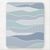 Cool Blue Green Curved Stripes Abstracte golven Muismat (Voorkant)