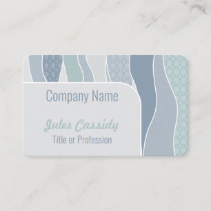 Cool Blue Green Curved Stripes Abstracte golven Visitekaartje