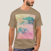 Cool Blue Grunge Waterverf Sky Landschap T-shirt (Voorkant)
