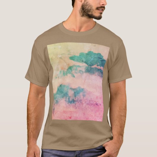 Cool Blue Grunge Waterverf Sky Landschap T-shirt (Voorkant)