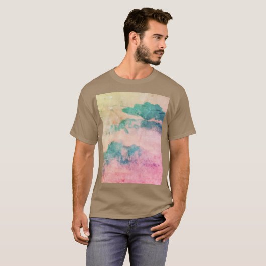 Cool Blue Grunge Waterverf Sky Landschap T-shirt (Voorkant volledig)