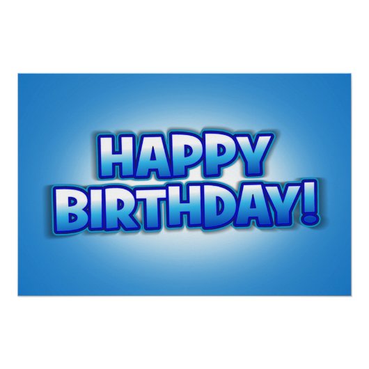 "Cool Blue" Happy Birthday Party Decor Perfect Poster (Voorkant)