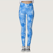 Cool Blue Hearts Patroon Meisjes mode Blauwe Vrouw Leggings (Voorkant)