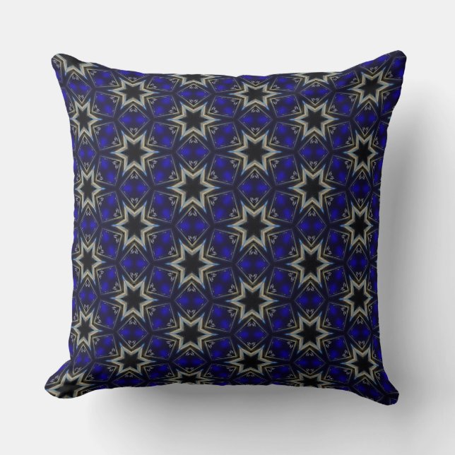 Cool Blue Ice Square met Star Design Sierkussen (Voorkant)