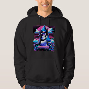 Cool Blue Jay Bird 80s Retrowave 90s Vaporwave Blu Hoodie