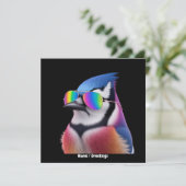 Cool Blue Jay Bird met een zonnebril Retro Kaart (Staand voorkant)