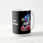 Cool Blue Jay Bird met een zonnebril Retro Koffiemok (Voorkant rechts)