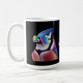 Cool Blue Jay Bird met een zonnebril Retro Koffiemok