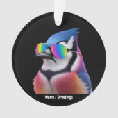 Cool Blue Jay Bird met een zonnebril Retro Ornament (voorkant)