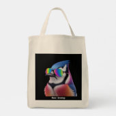 Cool Blue Jay Bird met een zonnebril Retro Tote Bag (Achterkant)