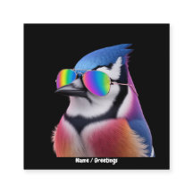 Cool Blue Jay Bird met een zonnebril Retro