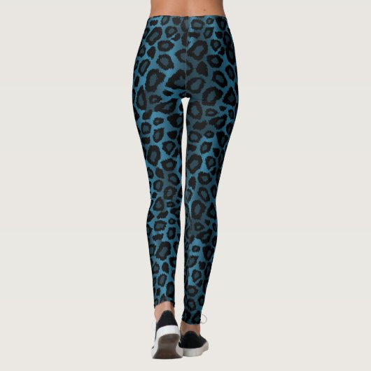 Cool Blue Leopard Animal Print Leggings (Achterkant)
