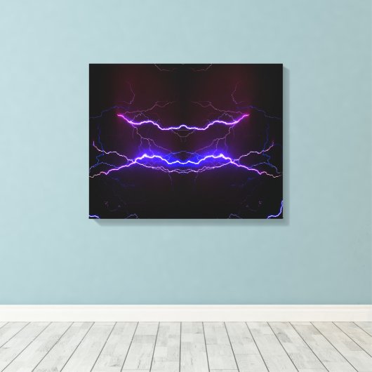 Cool blue lightning storm canvas afdruk (Insitu (Houten vloer))