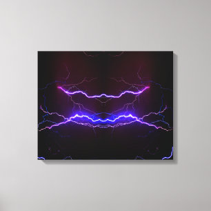 Cool blue lightning storm canvas afdruk