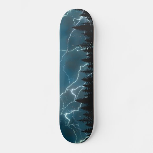 Cool Blue Lightning Strike over Forest Persoonlijk Skateboard (Voorkant)