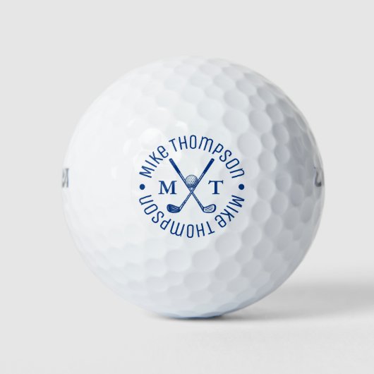 Cool Blue Logo Monogram voor een golfspeler Golfballen (Voorkant)