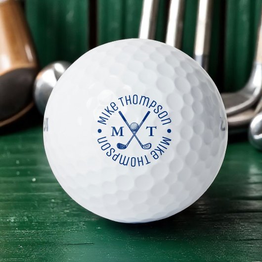 Cool Blue Logo Monogram voor een golfspeler Golfballen