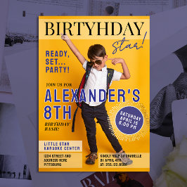 Cool Blue Magazine Cover Newspaper Kids Star Photo Kaart