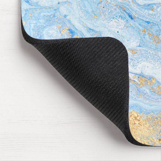 Cool Blue Marble Gold Glitter Muismat (Hoek)