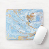 Cool Blue Marble Gold Glitter Muismat (Met muis)
