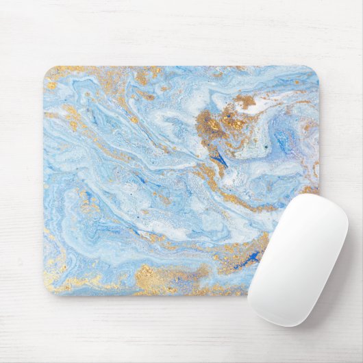 Cool Blue Marble Gold Glitter Muismat (Met muis)