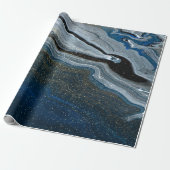 Cool Blue Marble Texture Cadeaupapier (Uitgerold)