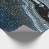 Cool Blue Marble Texture Cadeaupapier (Hoek)
