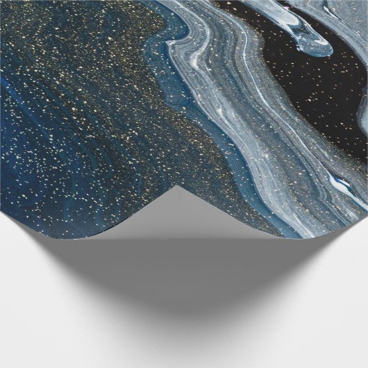 Cool Blue Marble Texture Cadeaupapier (Hoek)