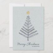 Cool Blue Minimalist Hand getrokken boom Kerstmis Feestdagenkaart (Voorkant)