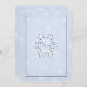 Cool Blue Monogrammed Winter bruiloft uitnodiging (Voorkant / Achterkant)