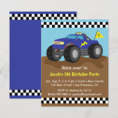 Cool Blue Monster Truck Birthday Party Kaart (Voorkant / Achterkant)