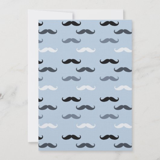 Cool Blue Mustaches Wedding Kaart (Achterkant)