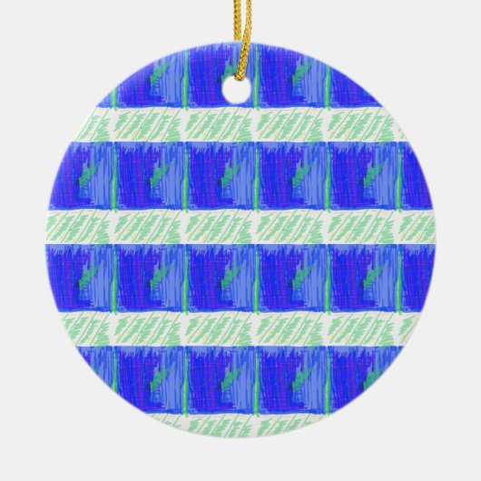 Cool Blue Nautisch Abstract Keramisch Ornament (Voorkant)