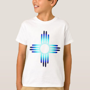 Cool Blue New Mexico Zia Symbol T-shirt