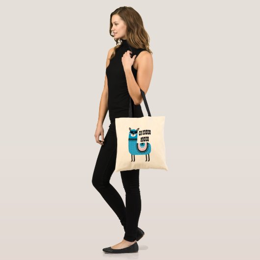 Cool Blue No Drama Llama Tote Bag (Voorkant (model))