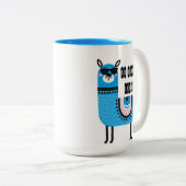Cool Blue No Drama Llama Tweekleurige Koffiemok (Voorkant rechts)