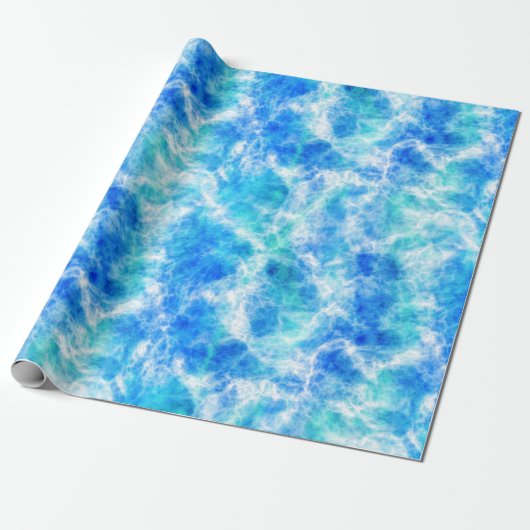 Cool Blue Ocean Surf Waves Patroon Cadeaupapier (Uitgerold)