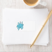 cool blue octopus cartoon personage etiket (Insitu)