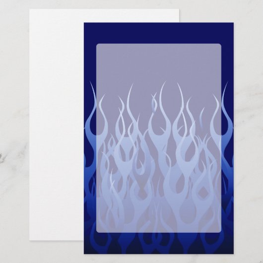 Cool Blue op Blue Racing Flames Briefpapier (Voorkant / Achterkant)