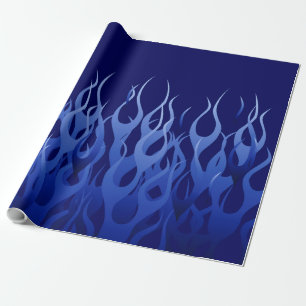 Cool Blue op Blue Racing Flames decoratief Cadeaupapier