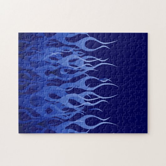 Cool Blue op Blue Racing Flames decoratief Legpuzzel (Horizontaal)