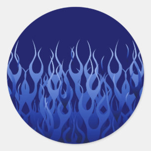 Cool Blue op Blue Racing Flames decoratief Ronde Sticker
