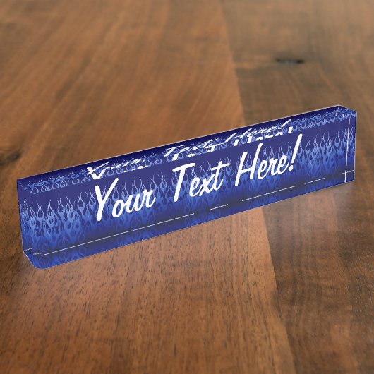 Cool Blue op Blue Racing Flames Naambordje (Zijkant)