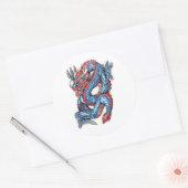 Cool Blue Oriental Dragon Tattoo Ronde Sticker (Envelop)